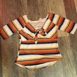 Striped Multicolor Knot-Front Dress